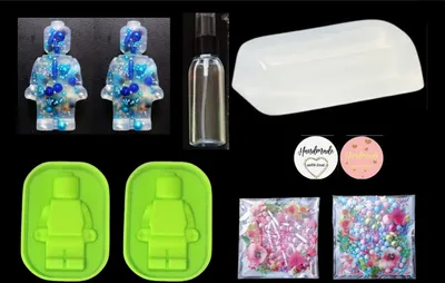 Produktbild von GKA Streuselseife Seifenherstellung Roboter Streusel Aloe Vera Seife und viel Zubehör Seife zum selber machen Set für Kinder