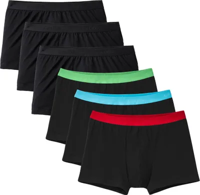 Produktbild von CALIDA Herren Boxershorts, 6er Pack - Natural Benefit, Elastikbund, Single Jersey Schwarz/Schwarz/Grün/Blau/Rot XXL (58/60)