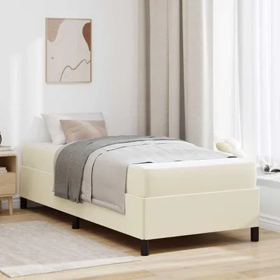 Produktbild von vidaXL Bettrahmen mit Matratze Creme 90 x 190 cm Stoff