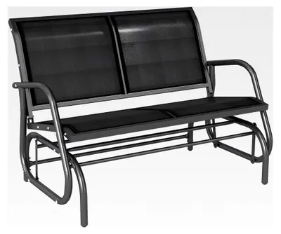 Produktbild von Gartenbank 2-Sitzer Schaukelstuhl Metall Schwarz 120 x 70 x 85 cm