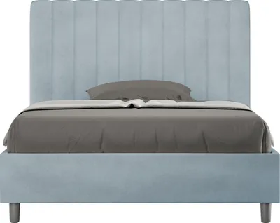 Produktbild von ITYHOME - Gepolstertes Bett mit Bettkasten 120x200 mit Mikrofaserbezug Himmelblau Agueda