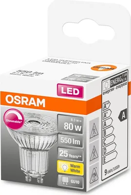 Produktbild von Osram SUPERSTAR, 8 W, 80 W, GU10, 575 lm, 25000 h, Warmweiß