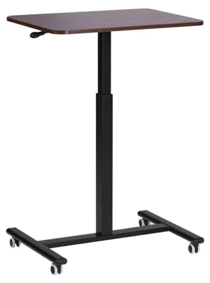 Obrázek produktu pro BELIANI Výškově nastavitelný stůl na notebook tmavé dřevo ocelový rám 65 x 48 cm sezení a stání mobilní manuální nastavení moderní design kancelář
