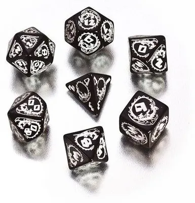 Immagine prodotto di SDRA01 - Set di cubi di draghi: ematite, bianco e nero (7 pezzi)
