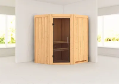 Produktbild von Karibu Sauna Innensauna Tonja Eckeinstieg ohne Zubehör 170x151x198 cm ohne Dachkranz mit Graphittür