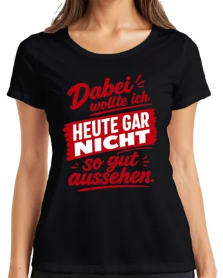 Productafbeelding van Hierbij een dames T-shirt, zwart, maat S, met een opdruk die sarcasme en ironie uitdrukt