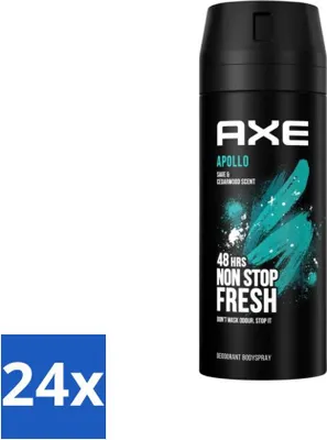 Obrázok produktu pre Ax - dezodorant v spreji - 48 hodín sviežosti - Apollo - šalvia a cédrové drevo - 150 ml - výhodné balenie - 24 kusov