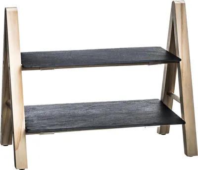 Produktbild von Secret de Gourmet Zweistöckige Snackplatte aus Schiefer, Holz anthrazit 25,5cm x 32,5cm x 18cm
