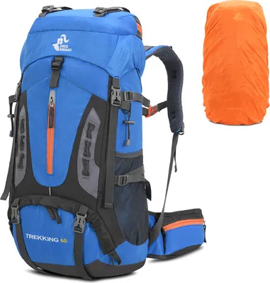 Image de (Bleu)Sac à dos de trekking Grande capacité Sac à dos de voyage Imperméable Respirant Résistant à l'usure Sac de randonnée en plein air Pour la randonnée Alpinisme Camping Voyage Sport