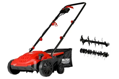 Produktbild von WALTER 2 in 1 Elektro Vertikutierer und Rasenlüfter 1500 W, Arbeitsbreite 320 mm, 4- stufige Höhenverstellung, großer Fangkorb, ideal für Flächen bis zu 400 m², inkl. Beutel mit Montagematerial