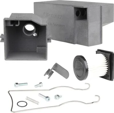 Productafbeelding van Luchtfilterkasten, 20 mm vierkant + Lufi-filter, 27 mm + Behuizing aan de voorkant + Bevestigingsclip voor Hercules Optima Supra 2, 3, Prima M 2, 3, 4, 5, Sachs 504, 505