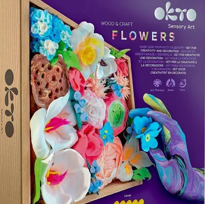 Produktbild von OKTO ROMANCE Bastelset DIY Blumen mit Holzrahmen  21 x 21 cm