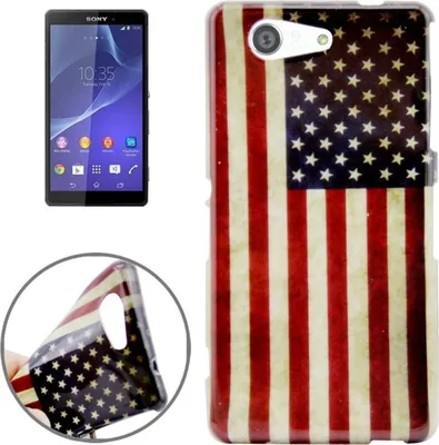 Produktbild von Schutzhülle Handytasche Etuis TPU für Handy Sony Xperia Z3 Compact Retro Fahne USA