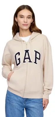 Produktbild von Gap Kapuzenpullover mit Logo für Damen, durchgehendem Reißverschluss, XXS
