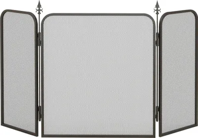 Produktbild von Funkenschutz für Kamin - 3-teiliges Kaminschutzgitter - Metall - 96 x 1,3 x 56 cm - Schwarz