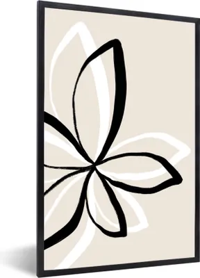 Produktbild von MuchoWow® Gerahmtes Poster Blumen - Abstrakt - Minimalismus 20x30 cm - Poster mit Schwarzem Bilderrahmen Wandposter Rahmen Foto Bilder - Drucken - Bilder Poster im Rahmen