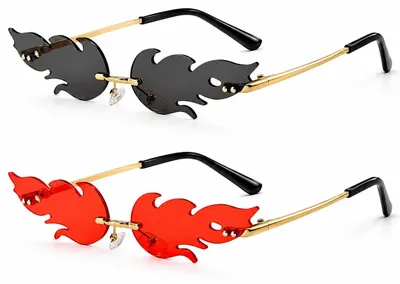 2er-Set Feuerflamme Sonnenbrille, verspiegelt, Partybrille