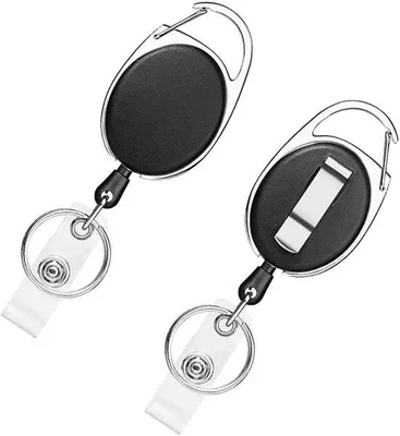 Produktbild von Famanu ID-Kartenhalter mit Schlüsselring und Riemenclip - 2 Stück - Schwarz