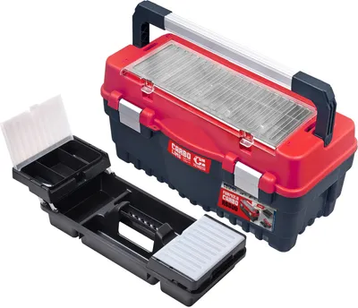 Produktbild von Werkzeugkoffer M | HxBxT 27x55x28cm | Polypylen | Schwarz/Rot