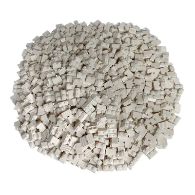 A pile of white LEGO bricks.
