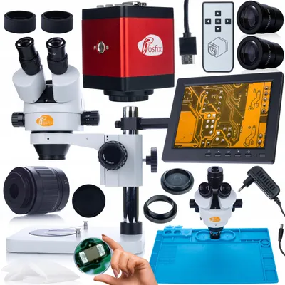 Imagen del producto de Microscopio Estereoscópico Trinocular Mercury Pro MSMP-T-PS1 – Cámara 2MP HDMI/VGA | Pantalla 8''