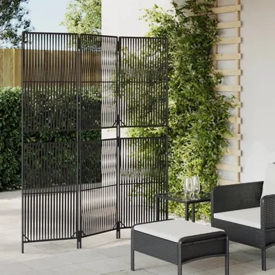 Produktbild von Möbel Paravent 3-tlg. Schwarz Poly Rattan DE9436