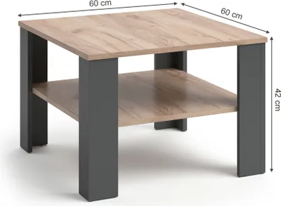 Produktbild von Couchtisch Vicco Homer Anthrazit 60 x 60 cm, Model 30185