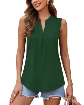 Produktbild von Solidchoice – Damen Sommer-Top mit V-Ausschnitt, ärmellos, lässiges Hemd, weiß
