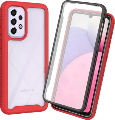 Produktbild von Galaxy A53 5G Hülle, TPU Bumper mit Eingebautem Displayschutz 360 Grad Komplettschutz Schutzhülle für Samsung Galaxy A53 5G Rot