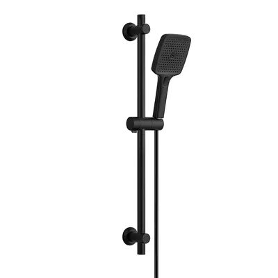 Zdjęcie produktu dla JOHO Drążek prysznicowy ze stali nierdzewnej 70 cm z głowicą prysznicową, wężem i uchwytem, zestaw prysznicowy z regulowanym uchwytem głowicy prysznicowej i ręczną głowicą z 3 strumieniami, czarny