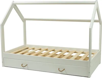 Image de Lit scandinave, lit d'appoint 160x80cm + tiroir blanc