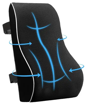 Produktbild von Ergonomisches Memory Foam Lendenkissen, 35x30x10 cm, für Bürostuhl und Rollstuhl