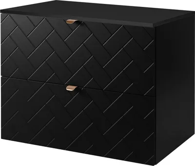 Image de Armoire de salle de bains, noir avec poignée dorée / avec plateau supérieur, 80 x 57 x 46 cm