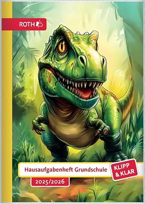 Image de ROTH Cahier de devoirs Klipp & Klar "T-Rex" 2025/2026 DIN A5