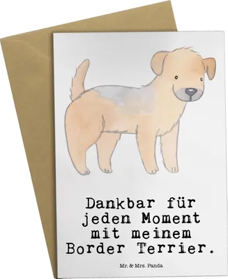 Produktbild von Mr. & Mrs. Panda babykarte Border Terrier Moment - Weiß - Geschenk, Beileidskarte, weihnachtskarten, Grußkarte, glückwunschkarten, einladungskarten, Grußkarten