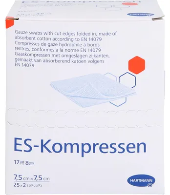 Produktbild von HARTMANN ES-Kompressen 7,5 cm x 7,5 cm steril, 50 St. Kompressen