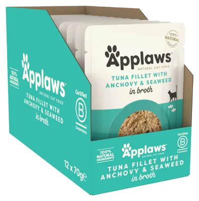 Productafbeelding van APPLAWS Kattenvoer met tonijn en hele sardientjes, 12 x 70 gram