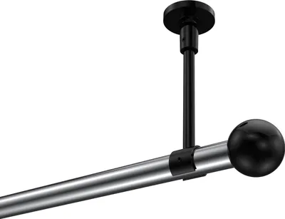Produktbild von Interdeco Gardinenstange / Vorhangstange Chrom / Schwarz, Typ Sonette Luino (Kugel) ohne Ringe, Deckenmontage, 20 mm Ø 1-läufig, 360 cm
