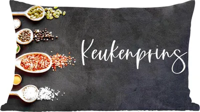 Produktbild von MuchoWow® Zierkissen Sofakissen Wohnzimmer Dekokissen 60x40 cm Männer - Küchenprinz - Zitate - Küche - Sprichwörter - Kopfkissen - Polster mit Foto