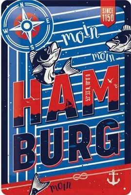 Obrázek produktu pro Nostalgic-Art - Plechová cedule 20 x 30 cm - Hamburg - Moin Moin
