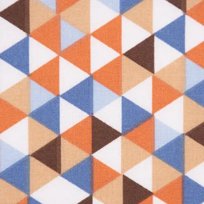 Produktbild von Baumwollstoff Meterware Trimia Geometrie Dreiecke weiß blau bunt 1,5m