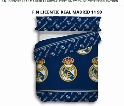 Produktbild von Madrid Fußball-Bettwäsche-Set, 2 Teile (Kissenbezüge und Bettbezug), Geschenk für Real Madrid Fans, Offizieller Fußball, (für ein 90cm Bett)