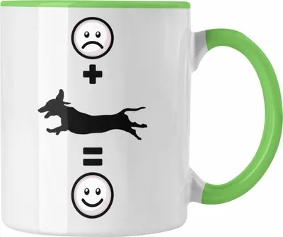 Produktbild von Trendation - Dackel Tasse Geschenk für Dackel-Mama, Dackelbesitzer Lustige Geschenkidee :( + Dackel = :) Geburtstag (Grün)