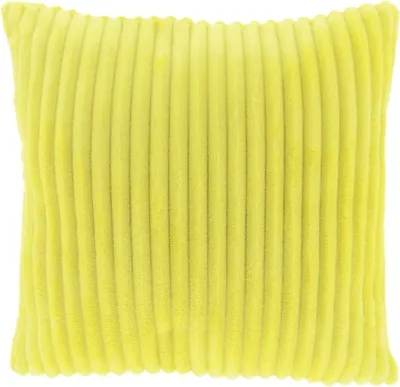Produktbild von Kissenhülle aus Plüsch in Cordoptik Streifen lemon yellow 45x45cm