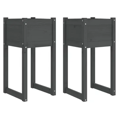 Immagine prodotto di vidaXL Fioriera 2 pz. Grigio 40x40x81 cm in legno di pino massiccio