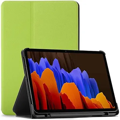 Immagine prodotto di Custodia a libro per tablet, compatibile con Samsung Galaxy Tab S7 5G, colore verde, con supporto per lo stilo (SM-T970)