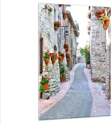 Produktbild von Bilder auf glas - Einteilig - Italien Straße Blumen Geschichte - 80x120cm - Glasbilder - Wandbilder - Bilder - Wanddekoration aus Glas - Glas Bilder - Wandbild auf Glas - GPA80x120-2817