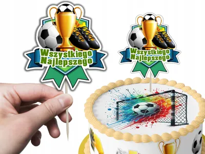 Zdjęcie produktu dla TOPPER NA TORT ozdoba dekoracja urodziny torcik PIŁKA NOŻNA SPORT FIFA