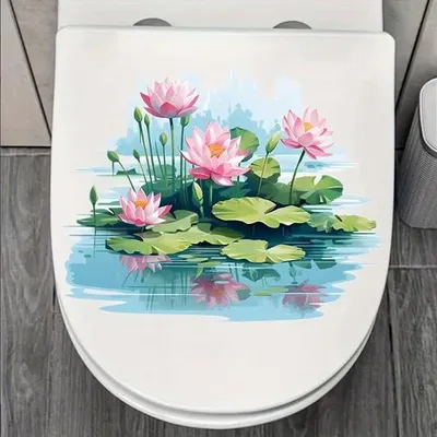 Produktbild von GKA WC Deckel Aufkleber rosa Lotusblumen Toilettendeckel Tattoo selbstklebend Toilette Toilettendeckelaufkleber