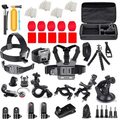Produktbild von Universal 63 in 1 Zubehörset für GoPro, DJI, Insta360, SJCam, Eken Sportkameras (GoPro 63 in 1 Set)